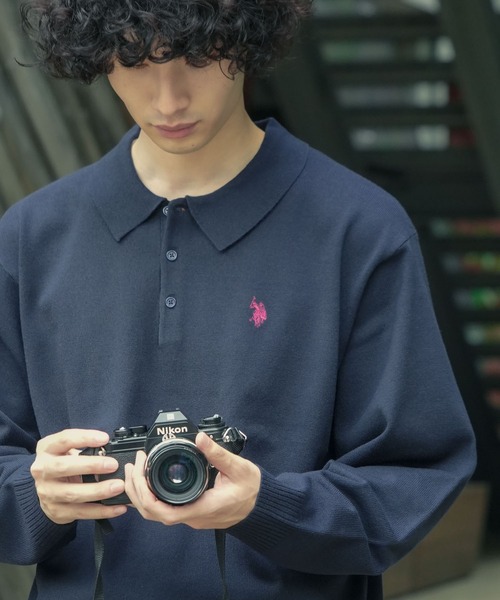 U.S. POLO ASSN.(ユーエスポロアッスン)の「【U.S. POLO ASSN./ユーエスポロアッスン 】ニットポロシャツ(ニット/セーター・メンズ・グレー/ブラック/カーキ/ネイビー・MEDIUM/LARGE/X-LARGE)」の4枚目の写真