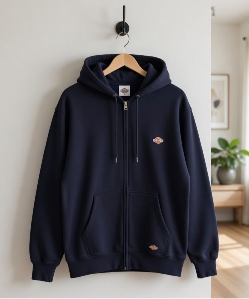 Dickies(ディッキーズ)の「【Dickies/ディッキーズ】裏起毛ワンポイントワッペンフルZIPパーカー(パーカー・メンズ・ブラック/オートミール/ネイビー/ブラウン・M/L/LL)」の4枚目の写真