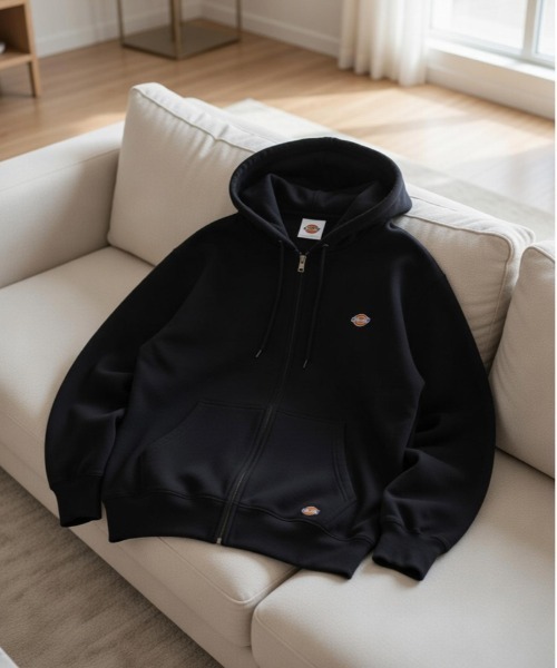 Dickies(ディッキーズ)の「【Dickies/ディッキーズ】裏起毛ワンポイントワッペンフルZIPパーカー(パーカー・メンズ・ブラック/オートミール/ネイビー/ブラウン・M/L/LL)」の2枚目の写真