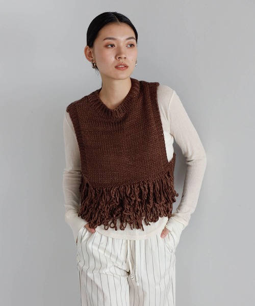 fringe roving knit vest / ロービングフリンジニットベスト
