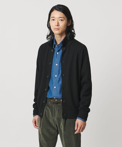 UNITED ARROWS（ユナイテッドアローズ）の「YAMAGATA ミドルゲージ レイズドネック ニット（カーディガン/ボレロ・メンズ・オリーブ/ブラック・XL/L/M）」の3枚目の写真