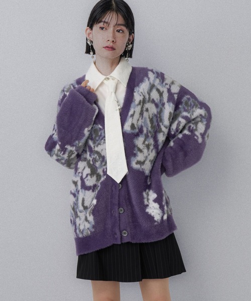 アソートガラシャギーVネックカーディガン(HARE)（カーディガン/ボレロ