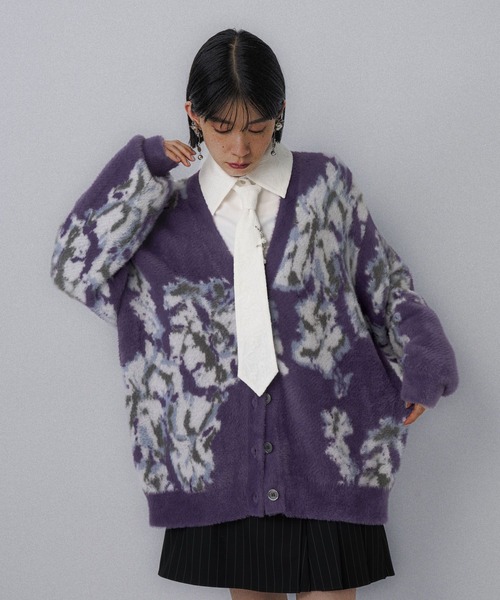 セール】アソートガラシャギーVネックカーディガン(HARE