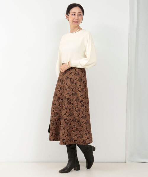 MICO COULIER（ミコクリエ）の「フラワージャガードフレアースカート（スカート・レディース・ブラウン系その他/グレー系その他・36/38）」の5枚目の写真
