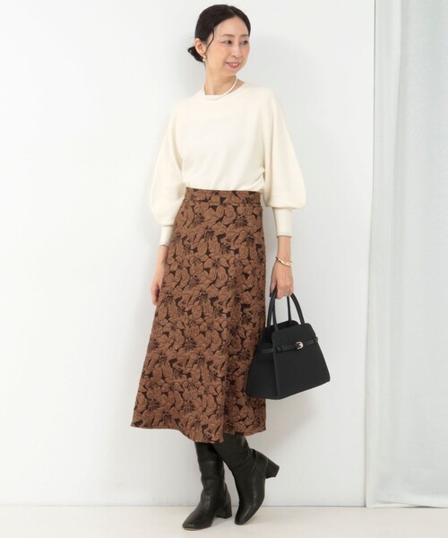 MICO COULIER（ミコクリエ）の「フラワージャガードフレアースカート（スカート・レディース・ブラウン系その他/グレー系その他・36/38）」の9枚目の写真