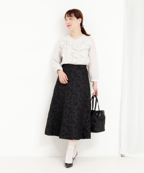 MICO COULIER（ミコクリエ）の「フラワージャガードフレアースカート（スカート・レディース・ブラウン系その他/グレー系その他・36/38）」の12枚目の写真