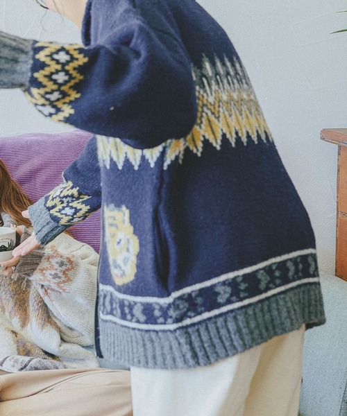 【新品未使用】ニコアンド アニマルカウチンカーディガン　てぃらんだ　てぃら niko and  ニコアンド アニマルカウチンカーディガン てぃらんだ