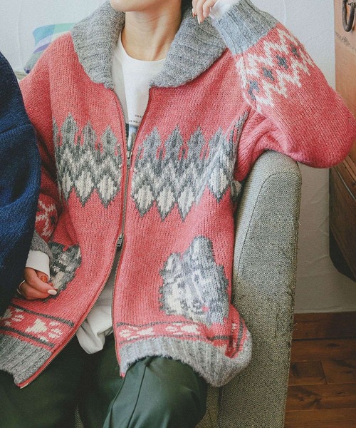 セール】アニマルカウチンカーディガン（ニット/セーター）｜niko and