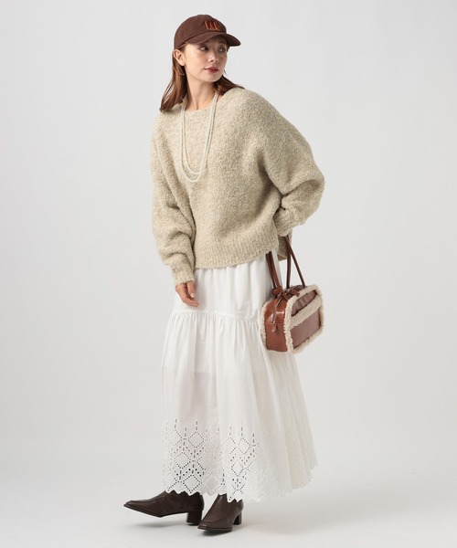 BAYFLOW（ベイフロー）の「[さりげないキラキラ素材]ブークレスパンコールプルオーバー（ニット/セーター・レディース・グレー/ライトグレー/ベージュ/マスタード・FREE）」の17枚目の写真