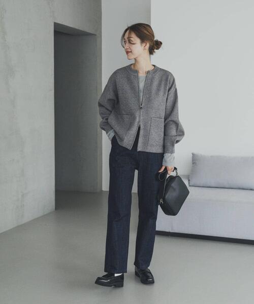 URBAN RESEARCH DOORS(アーバンリサーチドアーズ)の「ニットZIPブルゾン(ニット/セーター・レディース・ベージュ/ネイビー/グレー系その他・MEDIUM)」の8枚目の写真