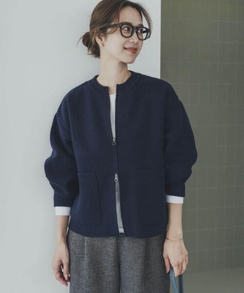 URBAN RESEARCH DOORS(アーバンリサーチドアーズ)の「ニットZIPブルゾン(ニット/セーター・レディース・ベージュ/ネイビー/グレー系その他・MEDIUM)」の11枚目の写真