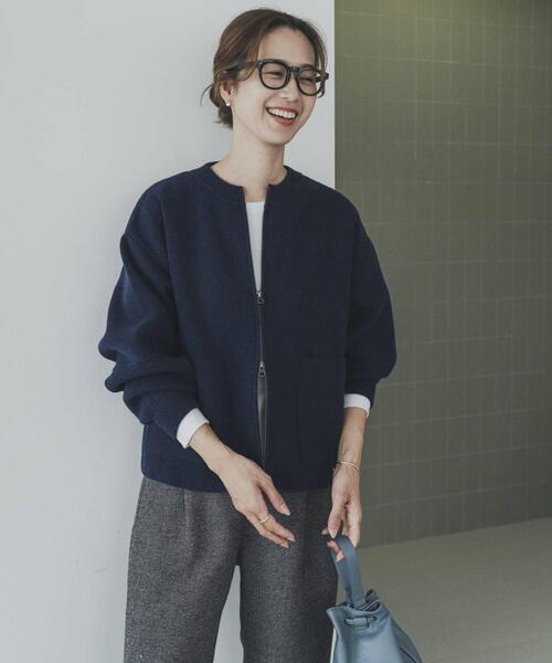 URBAN RESEARCH DOORS(アーバンリサーチドアーズ)の「ニットZIPブルゾン(ニット/セーター・レディース・ベージュ/ネイビー/グレー系その他・MEDIUM)」の14枚目の写真