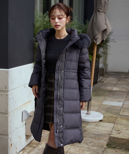 FOXファー付きプレミアムミドルロングダウン（ダウンジャケット/コート