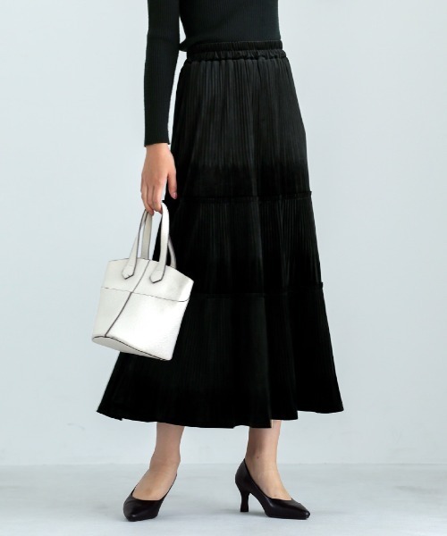 Emilyan(エミリアン)の「【 手洗いできる 】 3段ティアードプリーツベロアスカート(スカート・レディース・ダークブラウン/ブラック・M)」の21枚目の写真