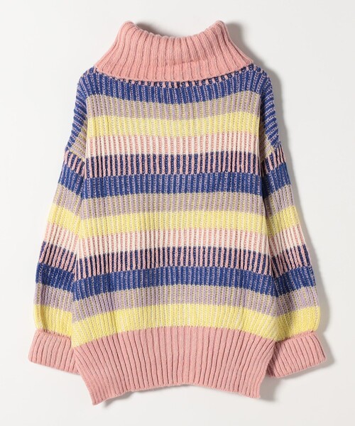 セール】CARA＆THE SKY:〈洗濯機可能〉マルチボーダー タートルネック