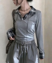 DIAVEL | チェックレースアップガーリートップス(Tシャツ/カットソー)