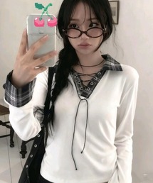 レースアップトップス」に該当するTシャツ/カットソーファッション通販