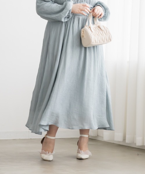 CLETTE(クレット)の「CLETTEオリジナルデコルテリボンギャザーワンピース(ワンピース・レディース・ピンク/ブラック/ブルー・LL/3L/4L)」の13枚目の写真