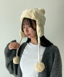 ｔｏｌｅｎｅ（トレネ）の「ファーポンポン付き イヤーカバー イヤーマフ 耳当て ファーキャップ ニット帽（ニットキャップ/ビーニー）」