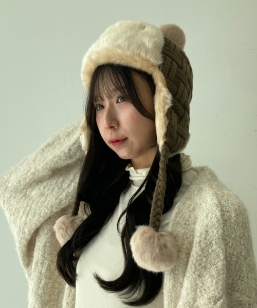 セール】ファーポンポン付き イヤーカバー イヤーマフ 耳当て ファー