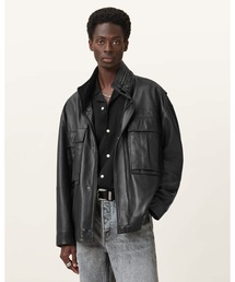ALLSAINTS（オールセインツ）の「【レザーフェアノベルティ付】HALTON FUNNEL COLLAR LEATHER JACKET | HALTON ファンネル カラー レザー ジャケット（その他アウター・メンズ）」