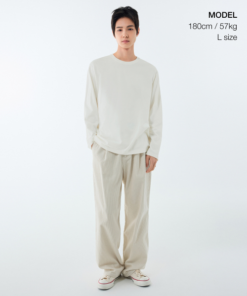 MUSINSA STANDARD（ムシンサスタンダード）の「ベーシック長袖Tシャツ[クリーム]（Tシャツ/カットソー・メンズ・その他・LARGE/X-LARGE/XX-LARGE/XXX-LARGE/SMALL/MEDIUM）」の20枚目の写真