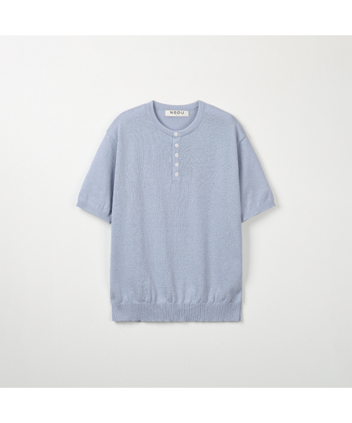 NODU（ノードユー）の「プレーンヘンリーネック半袖ニット[ライトブルー]（ニット/セーター・メンズ・その他・MEDIUM/LARGE）」の7枚目の写真
