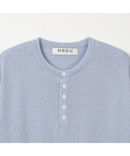 NODU（ノードユー）の「プレーンヘンリーネック半袖ニット[ライトブルー]（ニット/セーター・メンズ・その他・MEDIUM/LARGE）」の9枚目の写真