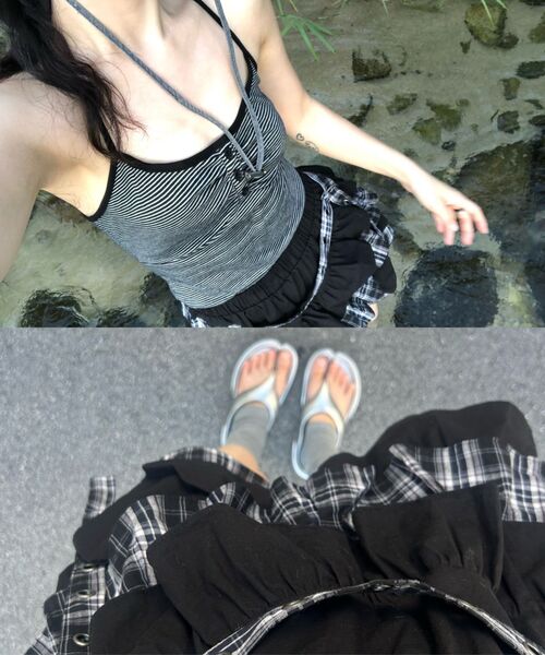 ROSEFRANTZ（ロゼフランツ）の「CanCan Wave Check Skirt [Black]（スカート・レディース・ブラック・OS）」の4枚目の写真