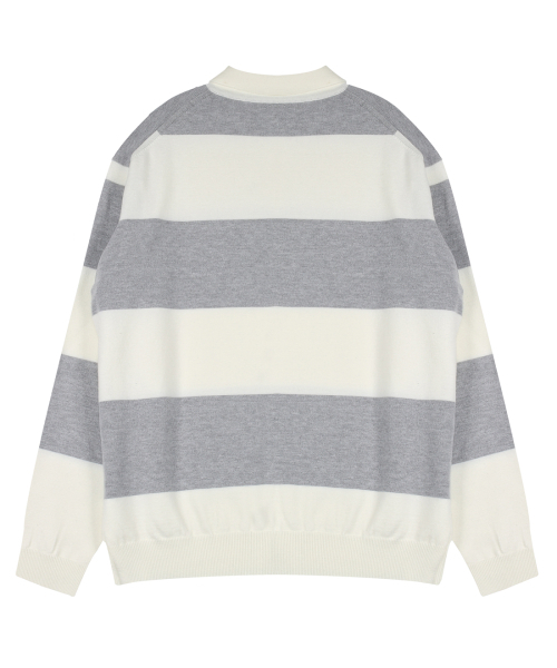 NODU（ノードユー）の「ラグビーストライプソフトニット[グレー]（ニット/セーター・レディース・その他・MEDIUM/LARGE）」の2枚目の写真