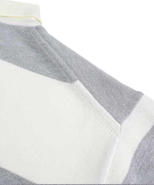 NODU（ノードユー）の「ラグビーストライプソフトニット[グレー]（ニット/セーター・レディース・その他・MEDIUM/LARGE）」の4枚目の写真