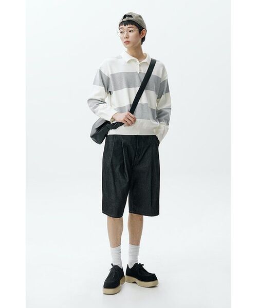 NODU（ノードユー）の「ラグビーストライプソフトニット[グレー]（ニット/セーター・レディース・その他・MEDIUM/LARGE）」の6枚目の写真