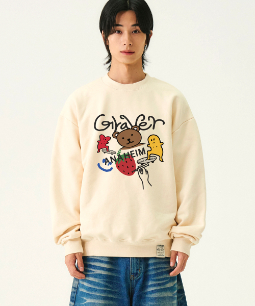GRAVER（グレーバー）の「[ユニセックス]グラフィックスケッチスウェット_クリーム（スウェット・レディース・クリーム・SMALL/MEDIUM/LARGE/X-LARGE）」の2枚目の写真