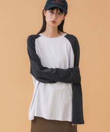 オーバーサイズラグランロングTシャツ / 春服 秋服 冬服 ノームコア ルーズ インナー 長袖 ロンT レイヤード スポーティー 無地 韓国