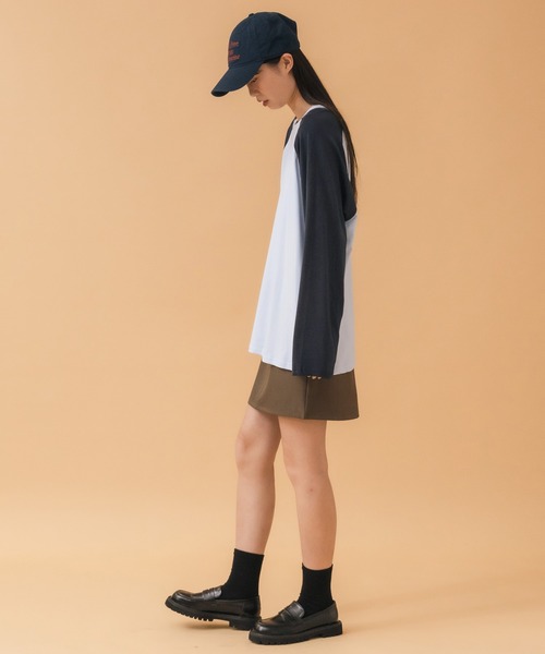 HEILIS(ヘイリス)の「オーバーサイズラグランロングTシャツ / 春服 秋服 冬服 ノームコア ルーズ インナー 長袖 ロンT レイヤード スポーティー 無地 韓国(Tシャツ/カットソー・レディース・ブルー/グレー・FREE)」の12枚目の写真