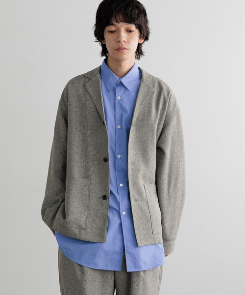 LOWRYS FARM（ローリーズファーム）の「【LFM(U)】メランジツイルシャツジャケット　 593721（テーラードジャケット・メンズ・ネイビー/グレー・MEDIUM/LARGE）」の2枚目の写真