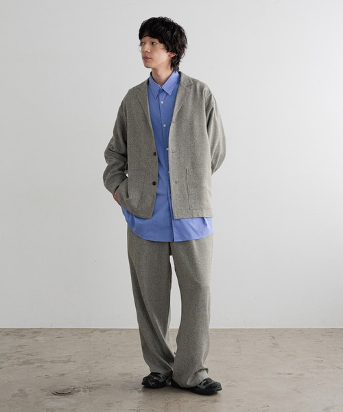 LOWRYS FARM（ローリーズファーム）の「【LFM(U)】メランジツイルシャツジャケット　 593721（テーラードジャケット・メンズ・ネイビー/グレー・MEDIUM/LARGE）」の6枚目の写真