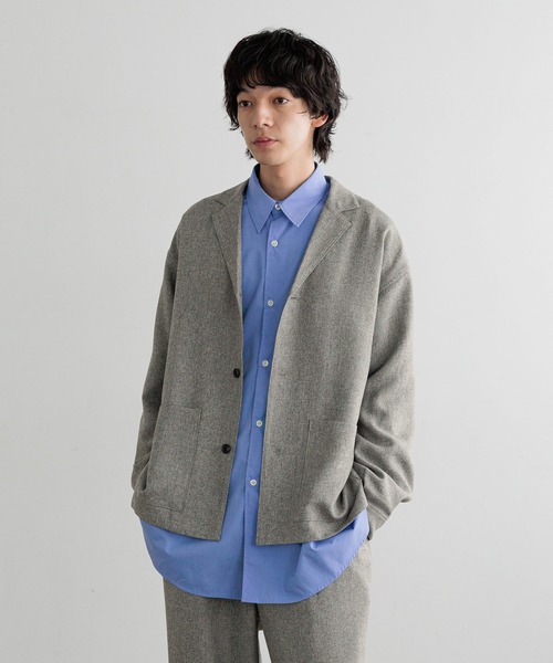 LOWRYS FARM（ローリーズファーム）の「【LFM(U)】メランジツイルシャツジャケット　 593721（テーラードジャケット・メンズ・ネイビー/グレー・MEDIUM/LARGE）」の9枚目の写真