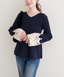 natural couture | 袖レースペプラムニット(ニット/セーター)