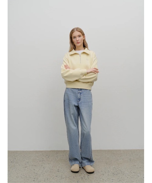 MARITHE + FRANCOIS GIRBAUD（マリテフランソワジルボー）の「W CHAIN STITCH LOGO HALF ZIP-UP CROP SWEATSHIRT（スウェット・レディース・ライトイエロー/Navy/ブラウン・SMALL/MEDIUM）」の14枚目の写真