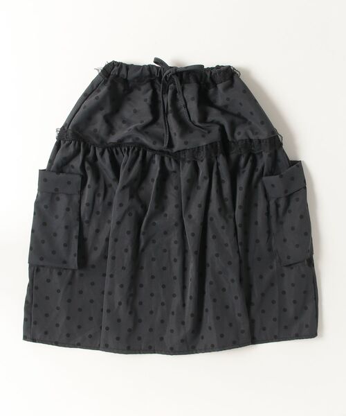 Vini（ヴィニ）の「【ティアードフリル】シースルーレイヤード ドット柄ミディ丈スカート（スカート・レディース・ブラック・MEDIUM）」の4枚目の写真