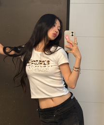 レオパードブーム スリムフィット 半袖Tシャツ ホワイト