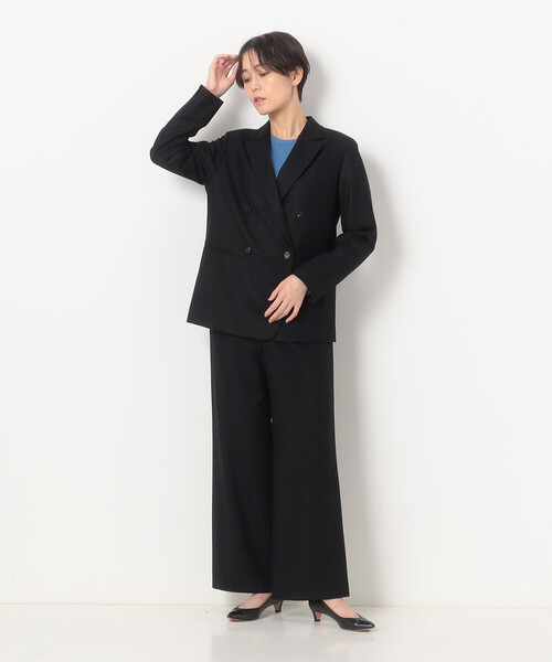 K.T KIYOKO TAKASE(キヨコタカセ)の「〔 Sサイズ 〕 【セットアップ対応】2WAYストレッチフラノ ダブルブレストジャケット(テーラードジャケット・レディース・ブラック/ベージュ・5号)」の4枚目の写真