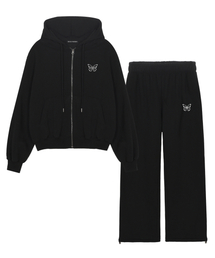 BUTTERFLY WARM COTTON SWEAT SET UP_BLACK