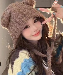 M2SUQARED（エムツースクエア）の「【M2SUQARED/エムツースクエア】クマ耳ニット帽／ベア耳ニットキャップ（ニットキャップ/ビーニー）」