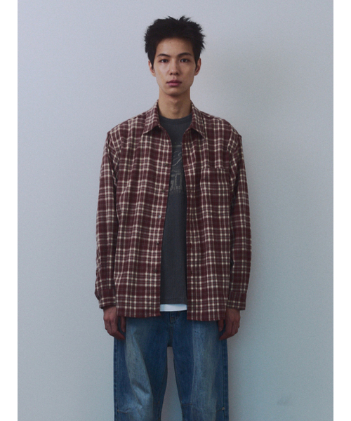 Rustic Flannel Check Shirt Red Brown
