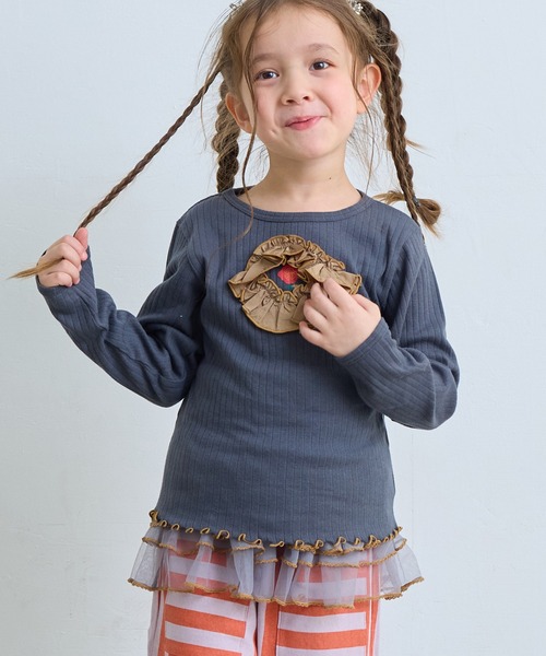 MARKEY'S（マーキーズ）の「チュールフリルチュニック（チュニック・キッズ・グレー/ライトブルー/ピンク・80/90/100/110/120/130/140/150）」の18枚目の写真