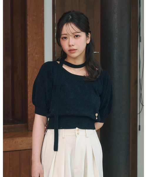 moi tytto(モイテュット)の「タイ付きサマーニット(ニット/セーター・レディース・ブラック/ナチュラル・FREE)」の19枚目の写真