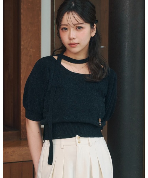 moi tytto(モイテュット)の「タイ付きサマーニット(ニット/セーター・レディース・ブラック/ナチュラル・FREE)」の10枚目の写真