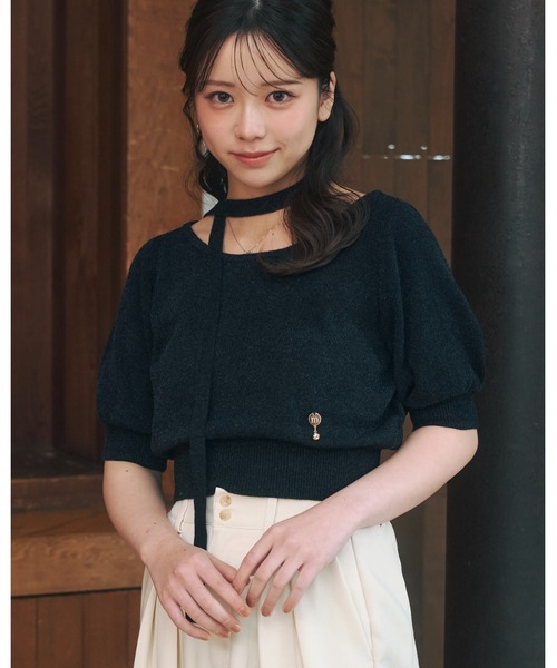 moi tytto(モイテュット)の「タイ付きサマーニット(ニット/セーター・レディース・ブラック/ナチュラル・FREE)」の12枚目の写真